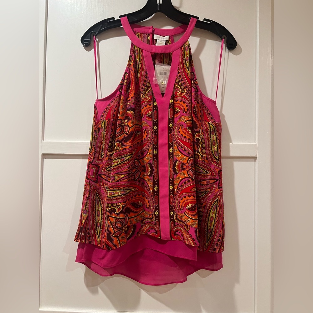 NWT Cache Vibrant Pink Halter Women's Top S
